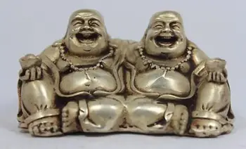 

Chinese Old White Copper Handwork Buddha Statue fast shipping
