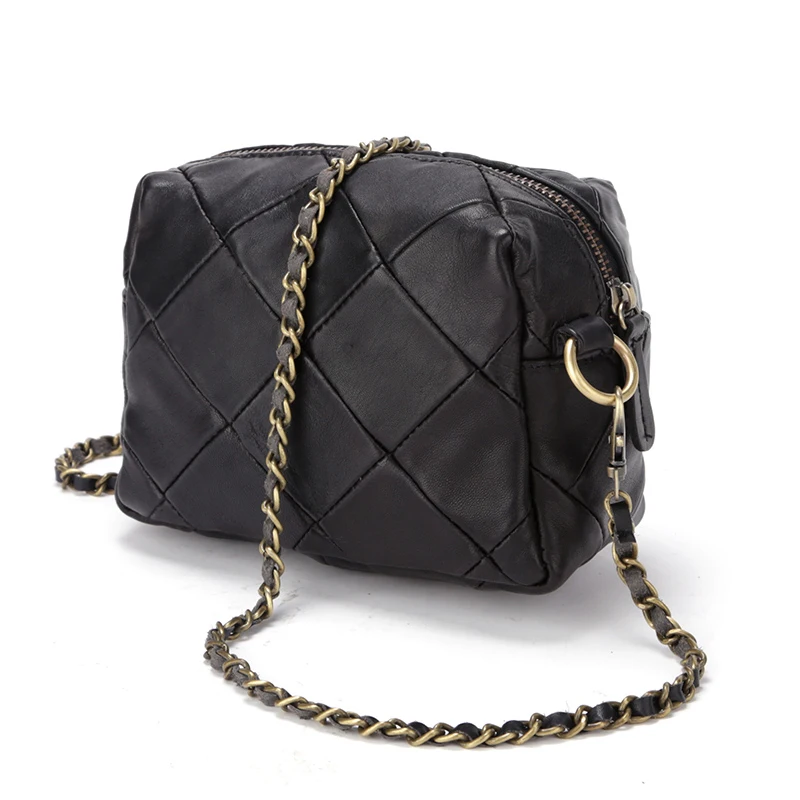New Arrival Genuine Leather Women Crossbody Bag Patchwork Sheepskin Leather Shoulder Bag Chain Luxury Handbags Small Women Bags