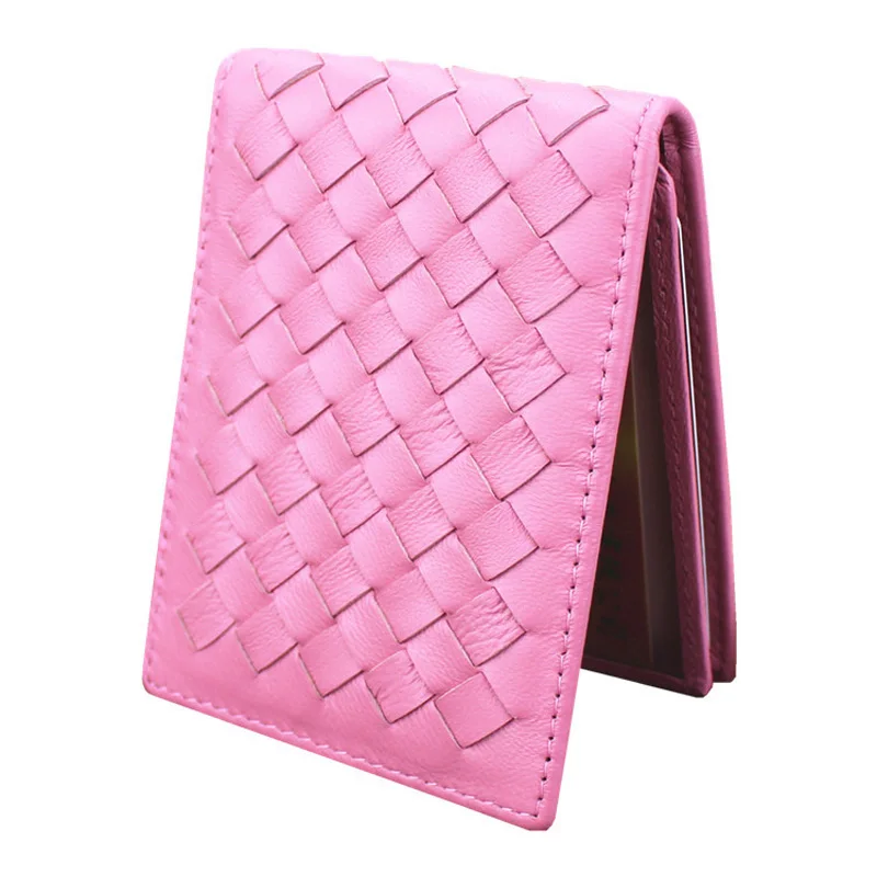 BLEVOLO для мужчин и женщин держатель для кредитных карт из натуральной кожи Плетеные кошельки для карт и ID Держатели для вождения Обложка для водительского удостоверения банковский чехол для визиток - Цвет: Pink