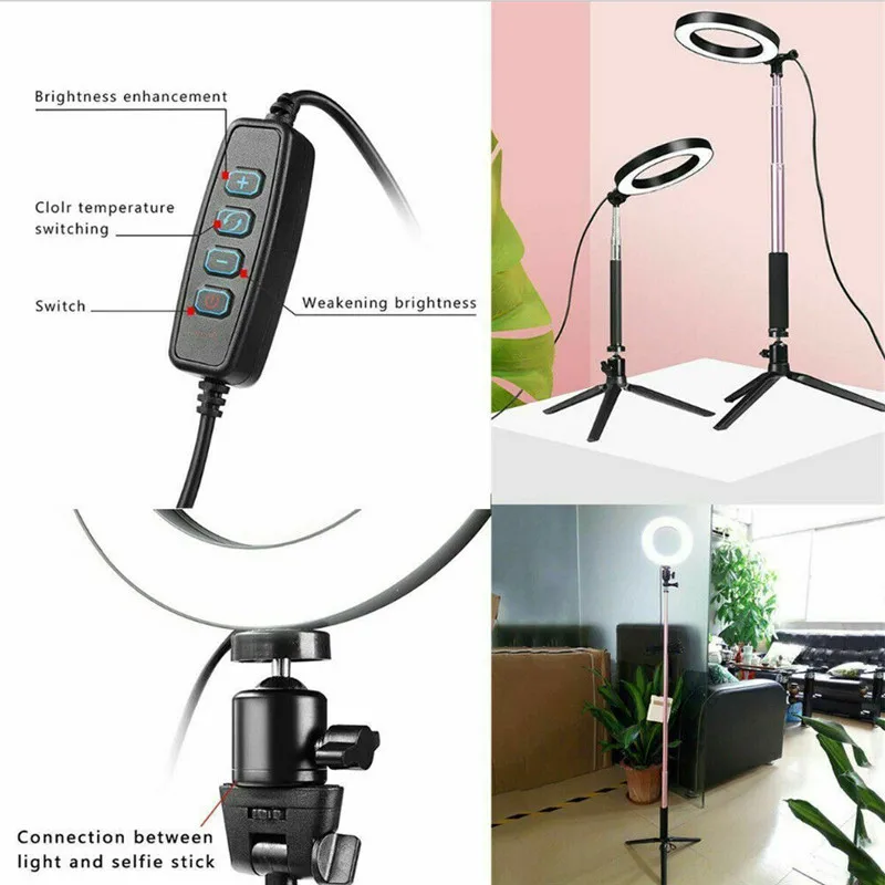 

6" LED Ring Light with Tripod Stand Phone Holder for Selfie Video Photography US