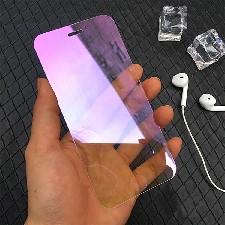 Роскошная красочная зеркальная пленка из закаленного стекла для iPhone X XS XR XS Max 5 5S 5C SE 6 6S 7 8 Plus Защитная пленка для экрана Защитный чехол - Цвет: Purple
