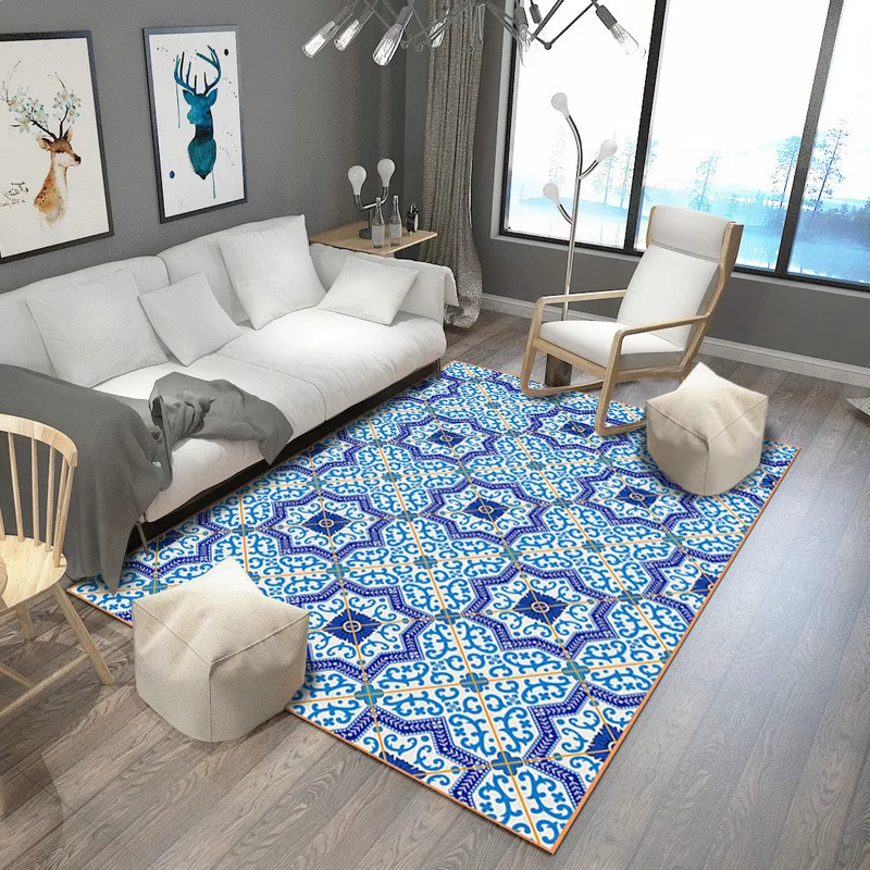 Modern European Palace Floral Printed Large Carpet For Living Room Bedroom Rugs Table Bedside Floor Mat alfombras schapenvacht