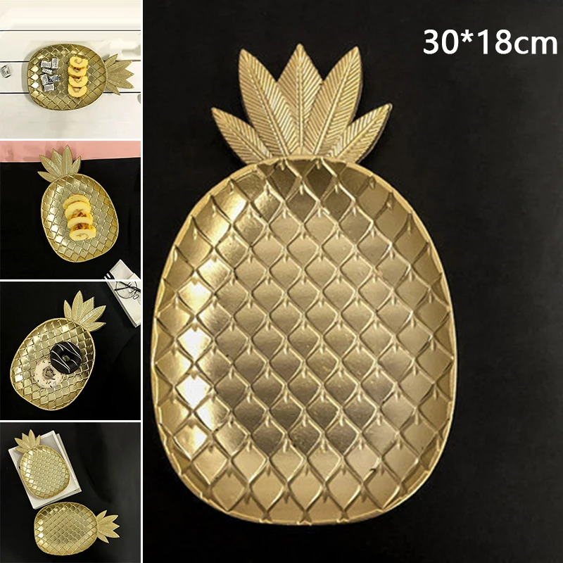 

Gold MDF Pineapple Fruit Plate Home Wedding Coffee Table Tray Room Decor Ornaments Accessories