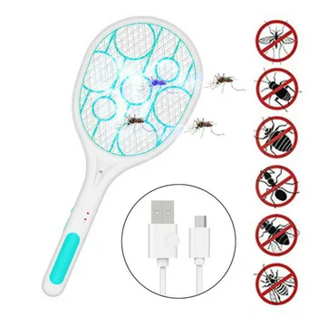 

Blue/Green Mosquito Swatter Killer USB Rechargeable Electric LED light Tennis Bat Handheld Racket Insect Fly Bug Wasp
