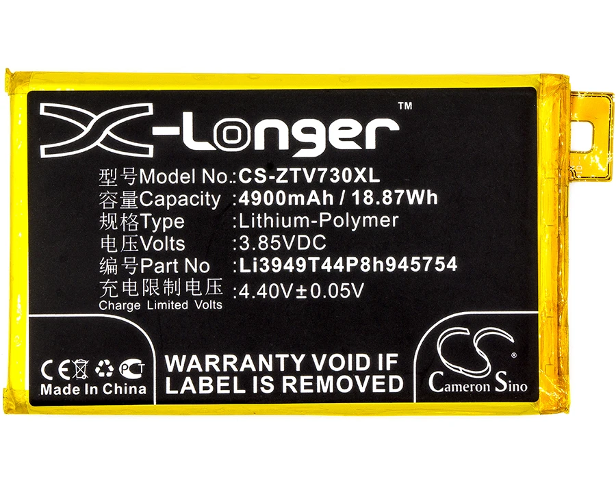 Аккумулятор Cameron Sino 4900 мАч Li3949T44P8h945754 для ZTE Blade A2 Plus Dual SIM TD LTE BV0720 BV0730|cameron sino|battery for