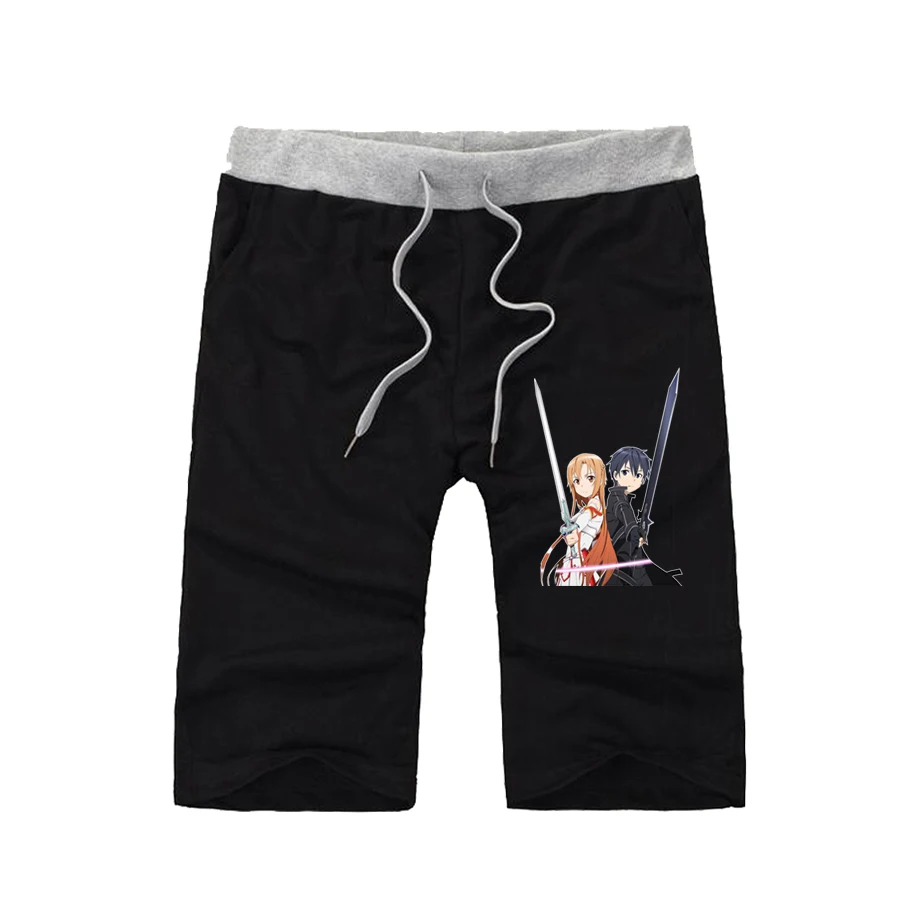 Аниме Sword Art онлайн хлопковые шорты повседневные шорты wo мужские укороченные брюки подростковые короткие спортивные брюки джоггеры летние короткие брюки