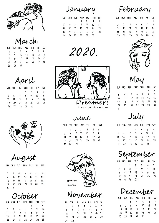 

Big Size 2019 And 2020 Calendar Fabric Printed Wall Calendar Yearly Diary Study Planner Advent Calendar Cloth Wall Hanging Deco
