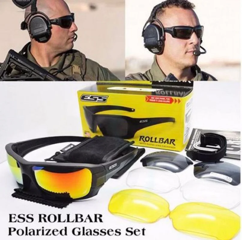 ESS Rollbar Black Khaki Camouflage Shooting Glasses 4 Lens Polarized