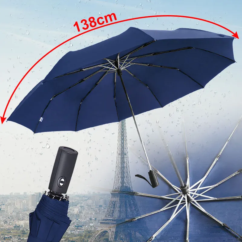 

125CM Windproof Automatic Umbrella For Men Brand Large Folding Umbrella Rain Woman Double Golf Business Automatic Car Umbrellas