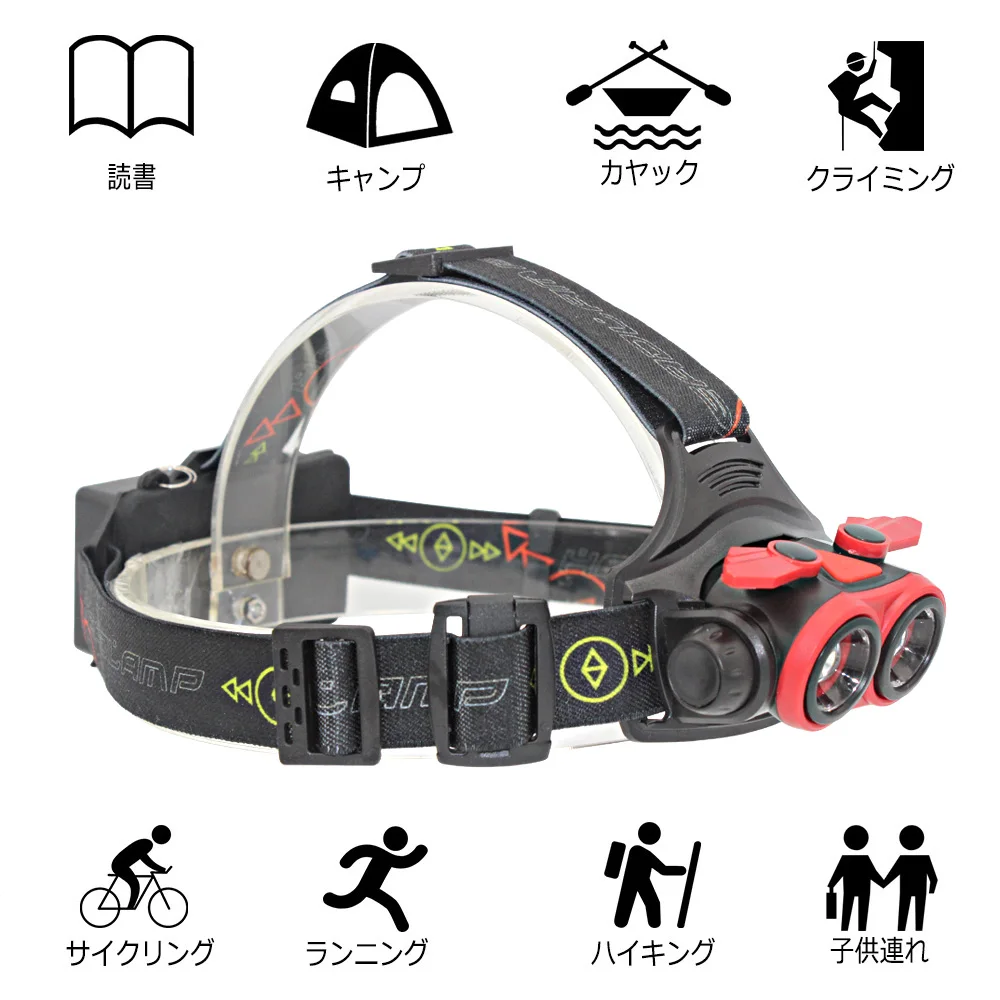 

Rechargeable Headlight Zoom Headlamp Head Light Flashlight 2x XM-L T6 LED with 18650 Battery + USB Charging Cable