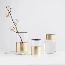 Простой скандинавский ветер стеклянная ваза ручной позолоченный цветок домашняя декоративная колода каменная ручная роспись фон
