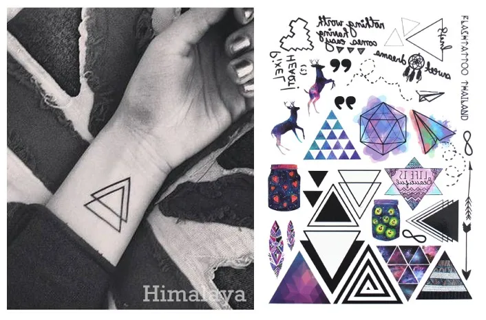 391 геометрические Временные татуировки треугольные татуировки современный стиль унисекс татуировки для тела