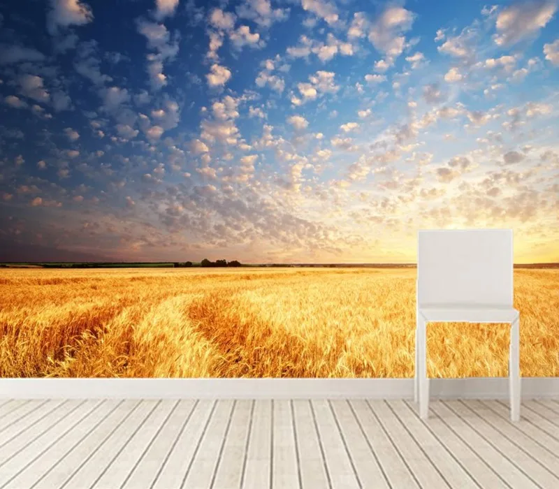 

Custom 3D murals,Fields Scenery Sky Sunrises and sunsets Clouds Nature papel de parede, living room sofa TV bedroom wallpaper