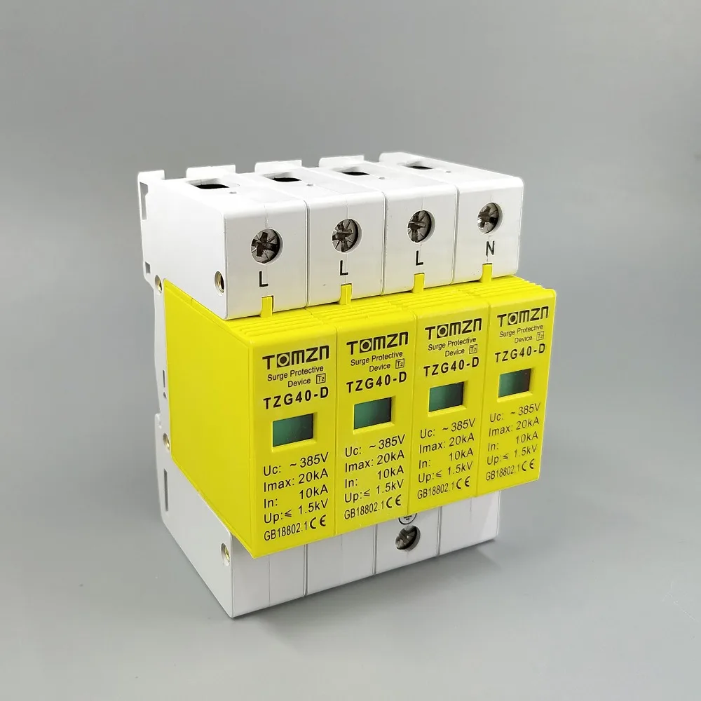 AC SPD 3P+N 10KA20KA D 385VAC House Surge Protector Protection