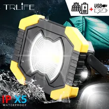 Лампе портативный Рабочий прожектор светильник лампа для тента на кемпинге фонарь 50 Вт Солнечный USB Перезаряжаемый COB светодиодный светильник-вспышка поисковый светильник AA точечный светильник