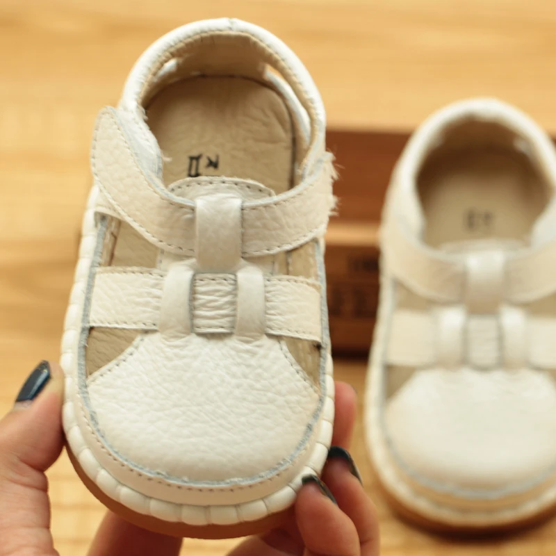 

2019 Genuine Leather Baby Girls Summer Shoes Baby Shoes 1-3 Years Old Anti Slip Soft Bottom Baotou Toddler Shoes Dropshipping