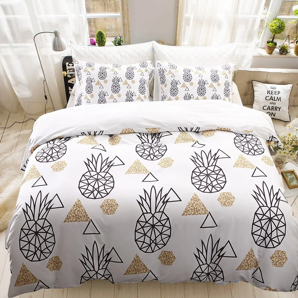

WINLIFE Pineapple Geometry Pringting Duvet Cover Simple Style Bedding Sets