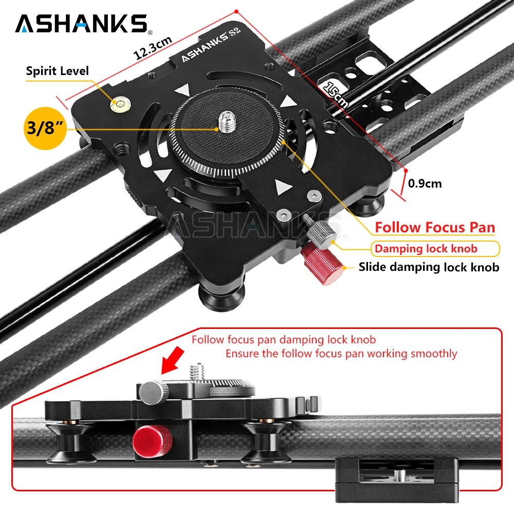 ASHANKS S2 Беговая камера слайдер из углеродного волокна регулируемая угловая трубка непрерывная фокусировка панорамирование для стабилизатора DV DSLR камера видеосъемка