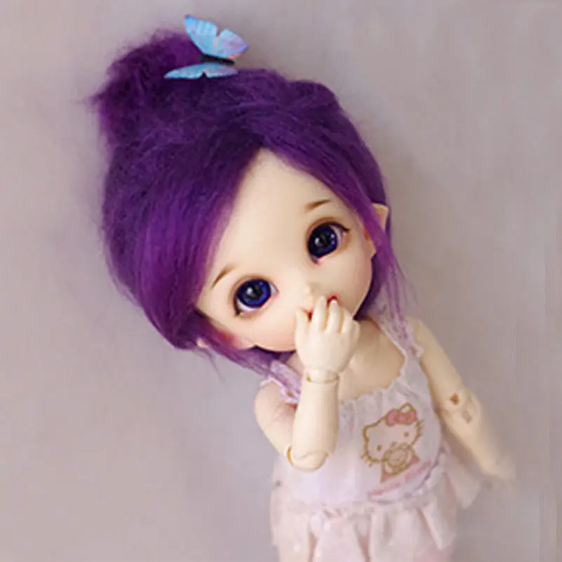 [Wamami] Фиолетовый Длинные шерстяные волосы парик для Ae Pukifee лати 1/8 BJD Dollfie 14 см