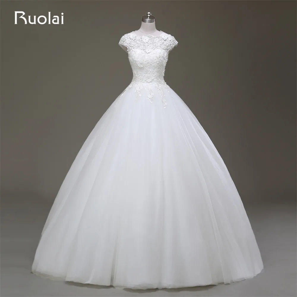 Real Photo High Quality Scoop Applique Flowers Beaded Ball font b Gown b font Tulle font