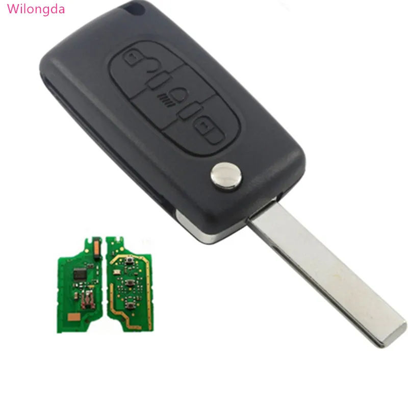 Car key 433mhz 3 Button Flip Remote Key id46 pcf7936 chip 0536 model HU83 blade for Peugeot | Автомобили и мотоциклы