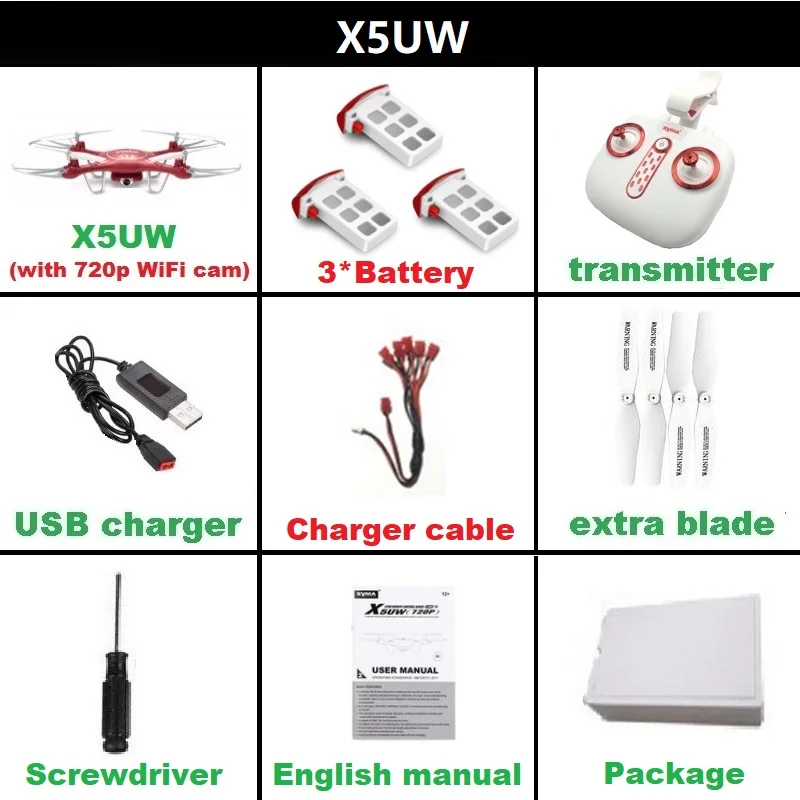 SYMA X5UW& X5UC FPV дрона с дистанционным управлением с 720P Wi-Fi 2MP HD Камера 2,4G 4CH 6 оси Квадрокоптер вертолет удержания высоты одним нажатием кнопки на землю Дрон - Цвет: X5UW 3B F