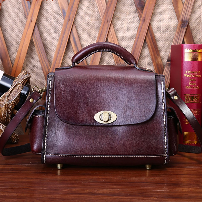 

Top Quality Genuine Tanner Leather Women Top Handle Bag Handbag Female Cowhide Tote Purse Cross Body Messenger Shoulder Bags