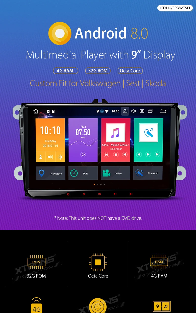 Discount 9" Android 8.0 Octa Core 4GRAM Car Player Radio GPS No DVD for vw Volkswagen Golf Plus Passat CC Touran Tiguan Sharan Skoda Seat 5