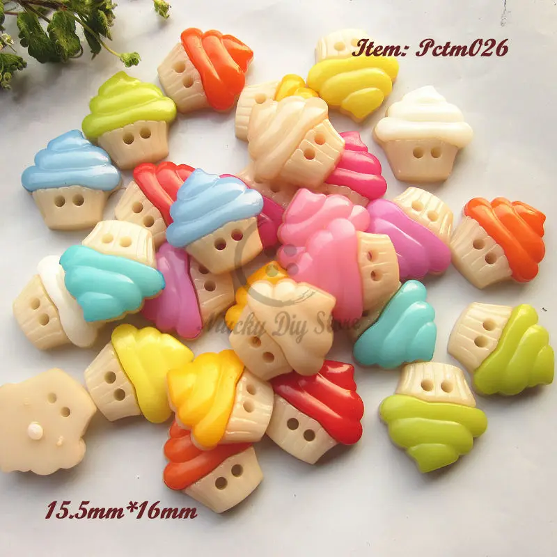 

120pcs mixed color Ice cream cake buttons combine 2 holes cartoon buttons for decoration diy accessories