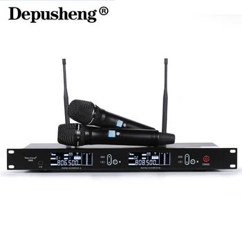 

Free shipping !!! UHF Microphone System DR88 Dual-channel Receiver With Two Auto Mute Functional Energy Saving Handheld Mic