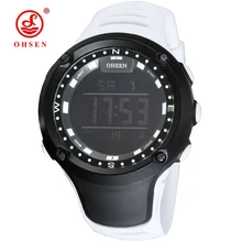 OHSEN Led Watch Ladies Sport Waterproof 50 meters White Rubber Wrist Clocks Unisex Large Women Digital Watch Informal Standard Fashion