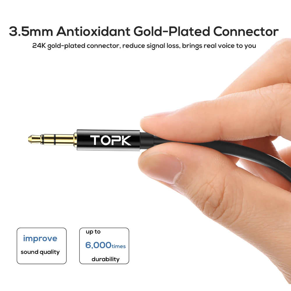 TOPK 3 5 Jack to AUX кабель мм аудио динамик для наушников автомобиля Xiaomi Mi 9 SE Oneplus 7 Pro