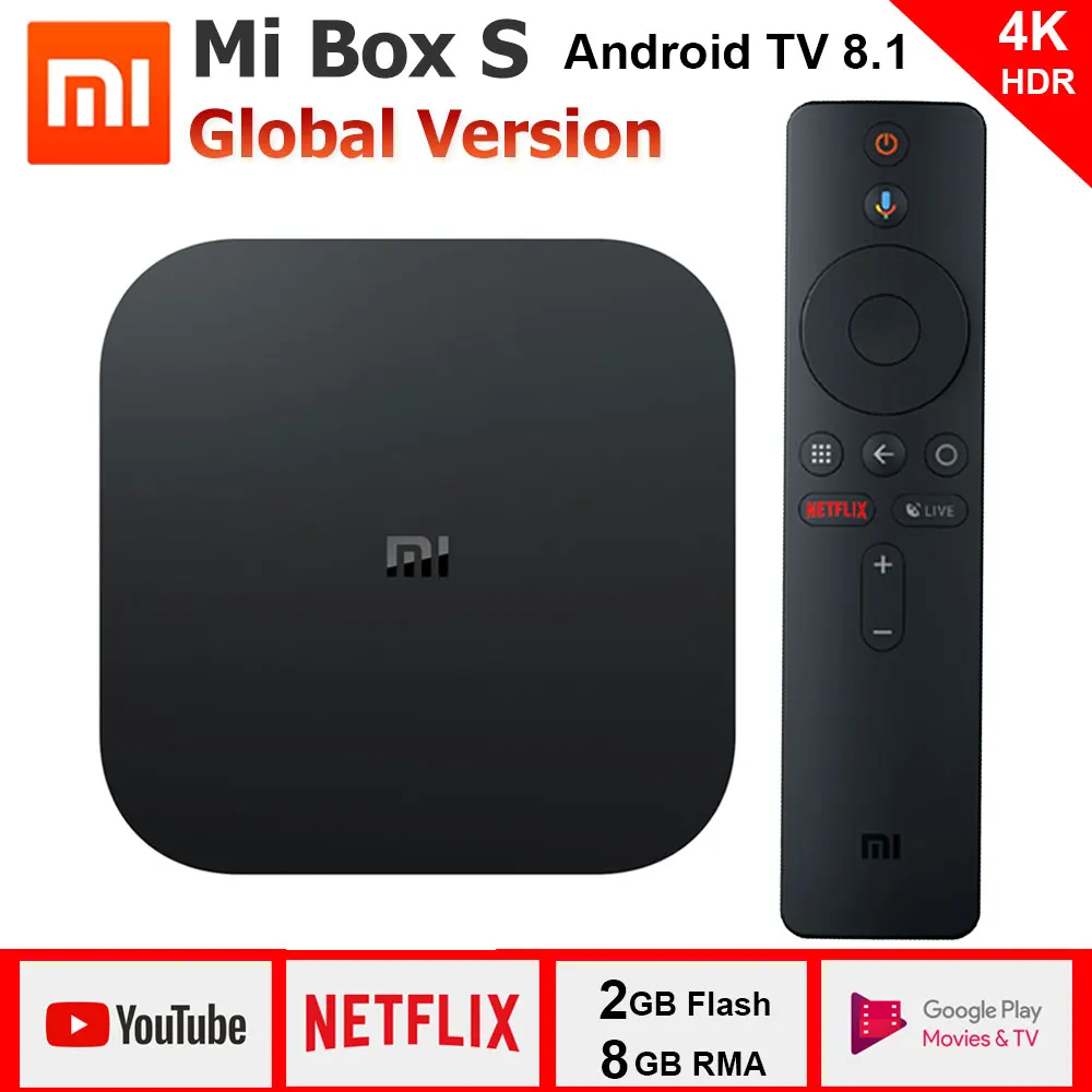 

Xiaomi Mi TV BOX S Smart 4K Ultra HD 2G 8G Android 8.1 WIFI Google Cast Netflix Media Player IPTV Remote Smart Set top Box