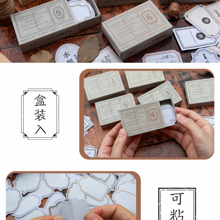 Retro Pragmatism Matchbox Boxed Sticker Pack Handbook Journal Diary Writable Decorative Paper Scrapbooking Diy Craft Stationery