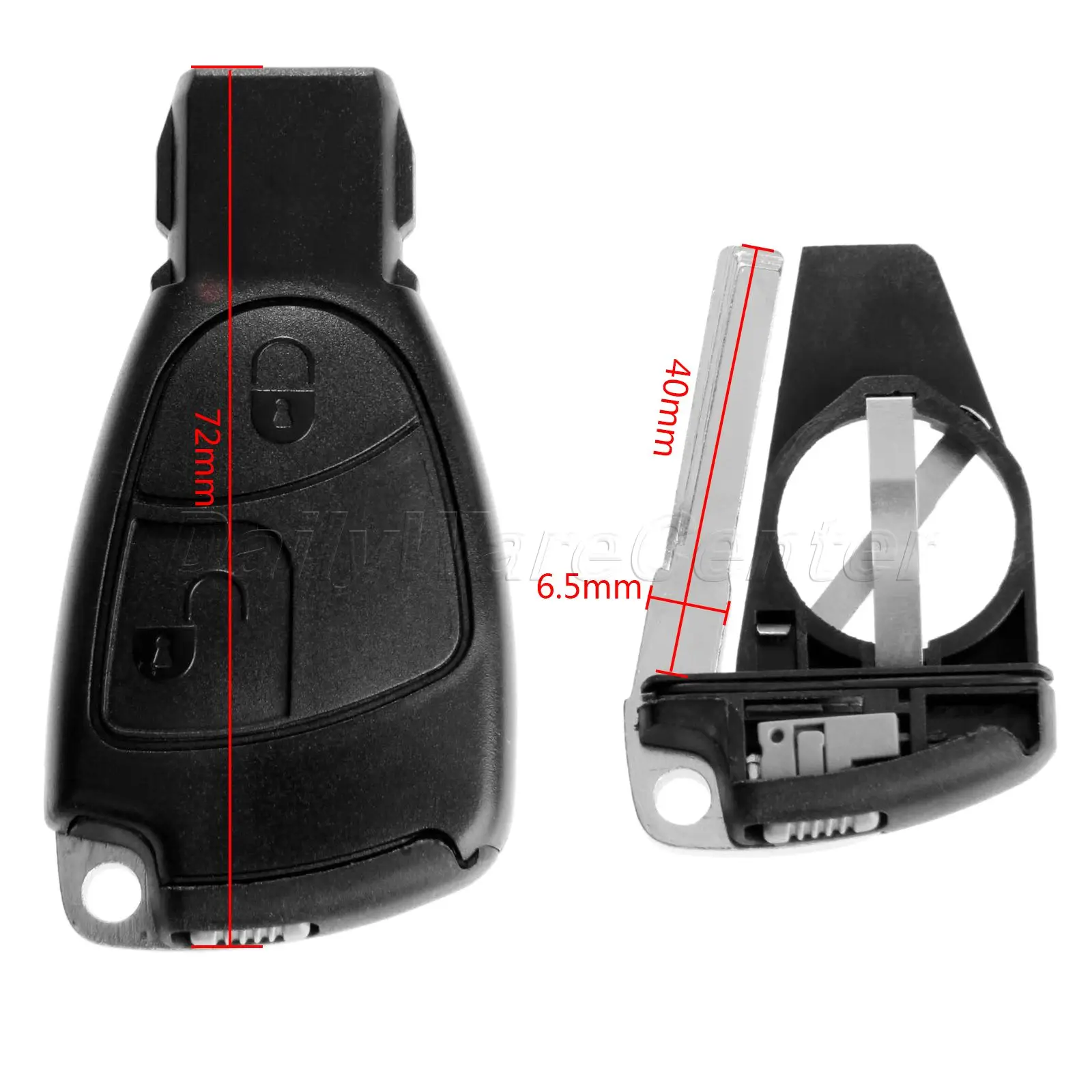 

2 Button Replacement Car Smart Remote Key Fob Shell Case W/ Battery Holder Key Blade For MERCEDES BENZ C E B S CLS CLK SLK ML CL