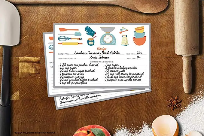  20sheet Kitchenware Recipe Cards Double Sided Cards 4x5.6 inches cardstock paper stationery for hom - 33000348557