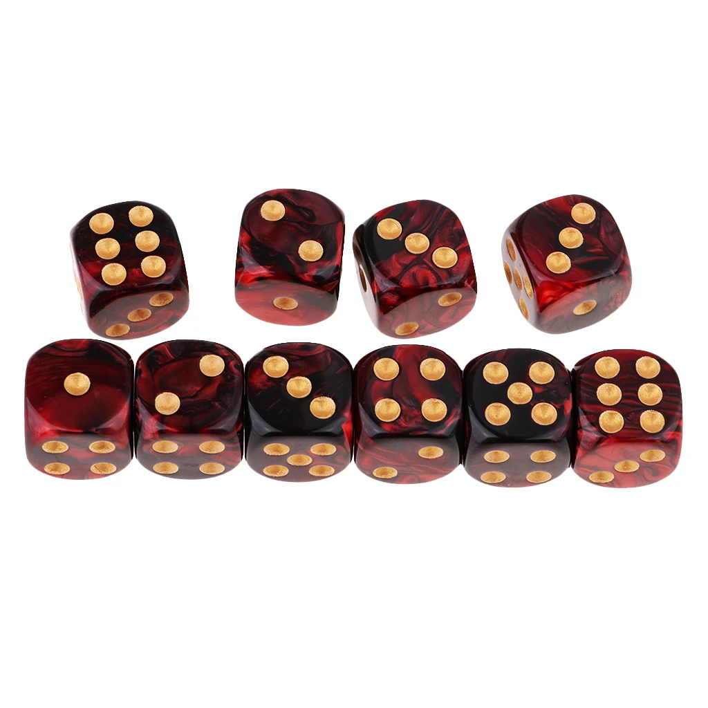 MagiDeal 10pcs 6-Sided Dice Set Bright Colors 16 mm Dice Game Multi-Sided Dice for Board Games Casino Gifts Teaching
