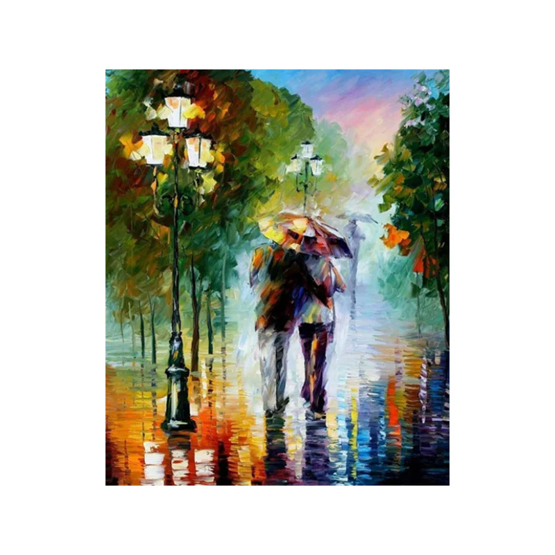DIY Diamond Painting Kit Lovers in Rain Crystals Cross Stitch Full Portrait Diamond Embroidery Rhinestones Pattern
