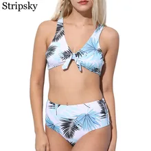 

Stripsky Floral Print Bikini Set Ladies Swim Suits Swimwear Tie Front Kont Padded Beach Bathing Suit Biquini 2018 New Design