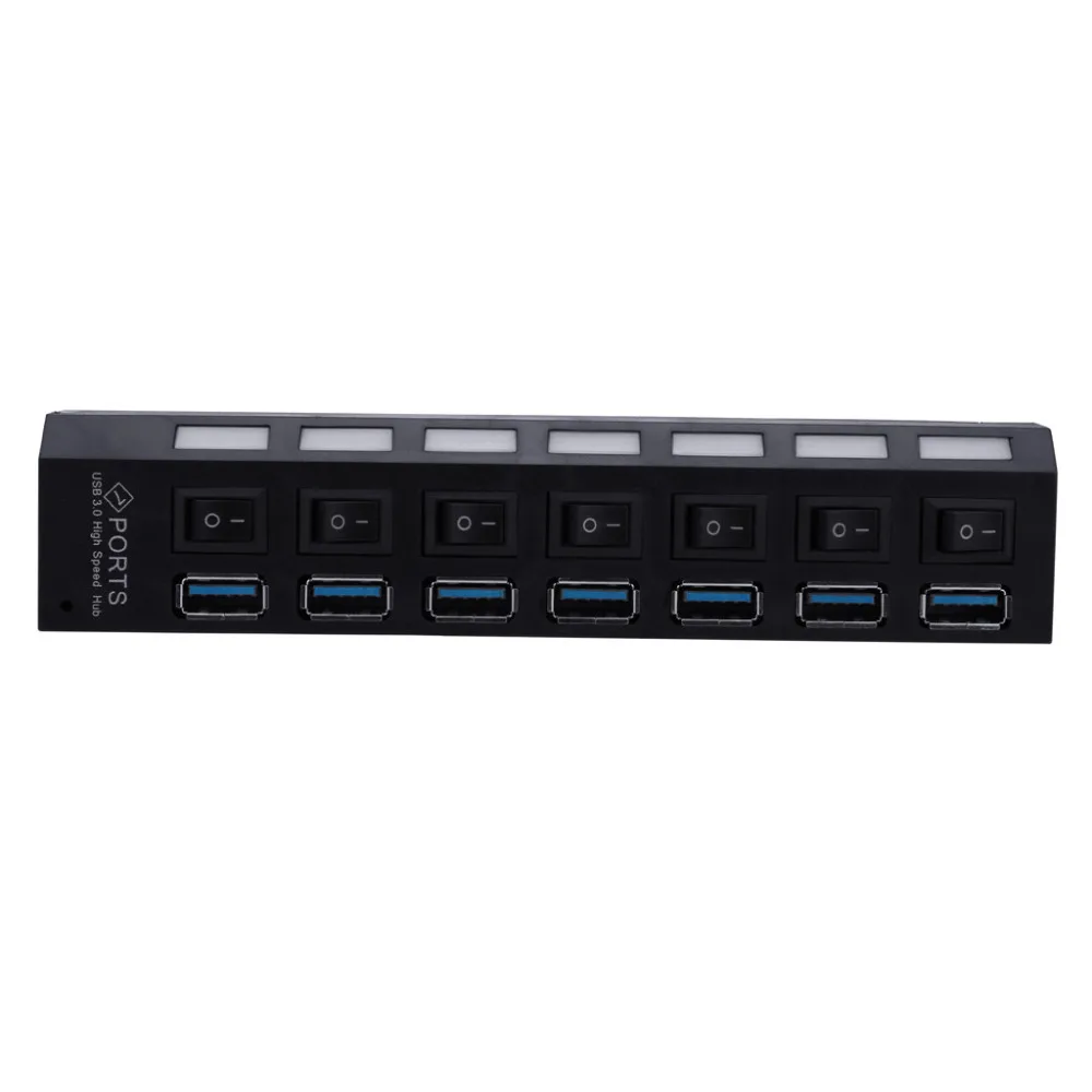 Модные hub адаптер тонкий Размеры дизайн USB3.0-сверхскоростной 7-Порты и разъёмы 5 Гбит/с USB концентратор с Светодиодный индикатор включения/выключения для планшета