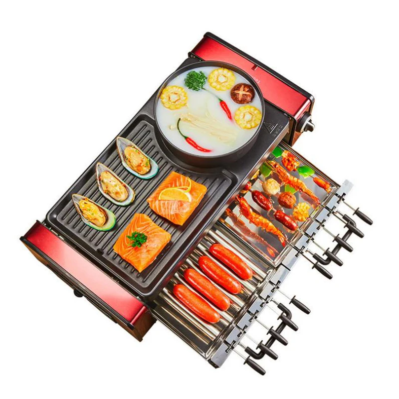 Бытовой электрический барбекю машина многофункциональный корейский стиль бездымного барбекю гриль горячий горшок и барбекю Интегрированная машина