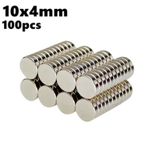 Neodymium Magnets Sheet Disc 10mm x 4mm NdFeB 100pcs 10*4 N35 Iman Powerful Magnetics Strong Small Round Magnet Sheets