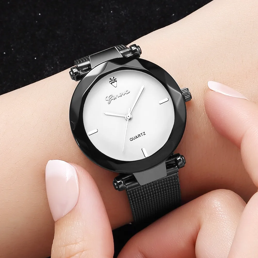 

Duobla 2019 New ladies watch Geneva Classic Hot Luxury Women Stainless Steel Analog Quartz Analog Wrist Watch relojes Dress 40Q