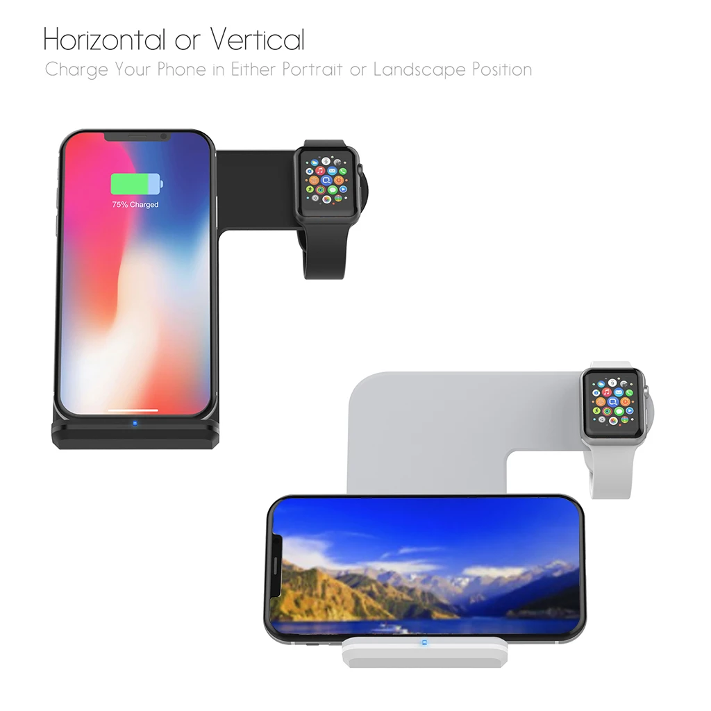  2 To 1 Wireless Charger phone holder stand For Apple Watch 2 3 iphone X XS MAX XR 8 Plus iwatch fas