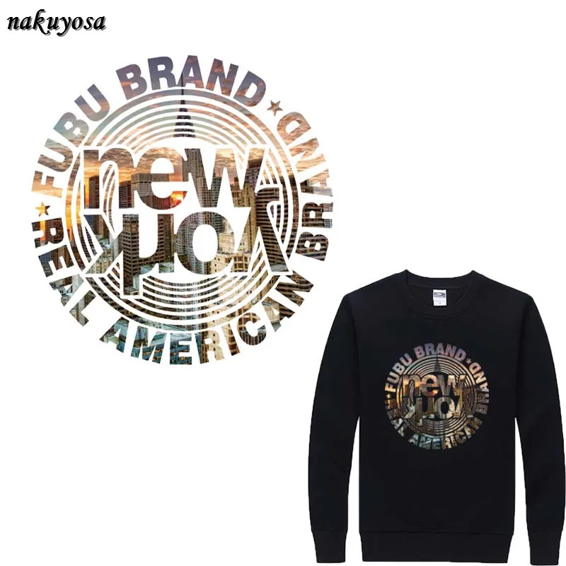 5pcs Hot sale Fashion letter styles New york iron on patch T-shirt Sweater thermal transfer paper Patches for clothing 22**22CM | Дом и сад