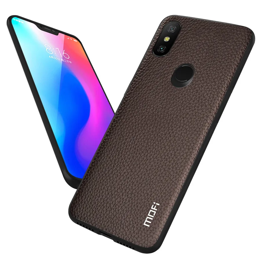 MOFi для Redmi Note 6 Pro чехол задняя крышка для Xiaomi Redmi Note 6 Pro Чехол PU защитный чехол для телефона для Xiaomi противоударный - Цвет: Brown