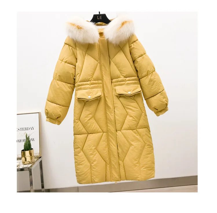 Женское зимнее пальто с меховым воротником, женские парки, длинная куртка для женщин с ветрозащитными рукавами, Толстая куртка с двойной молнией 1818