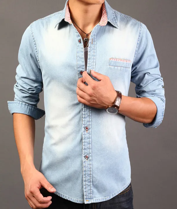 Best Quality Denim Shirt Men Slim Fit 