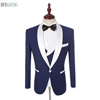 Azul Regular Novio Esmoquin Traje De Novio De Un Solo Pecho