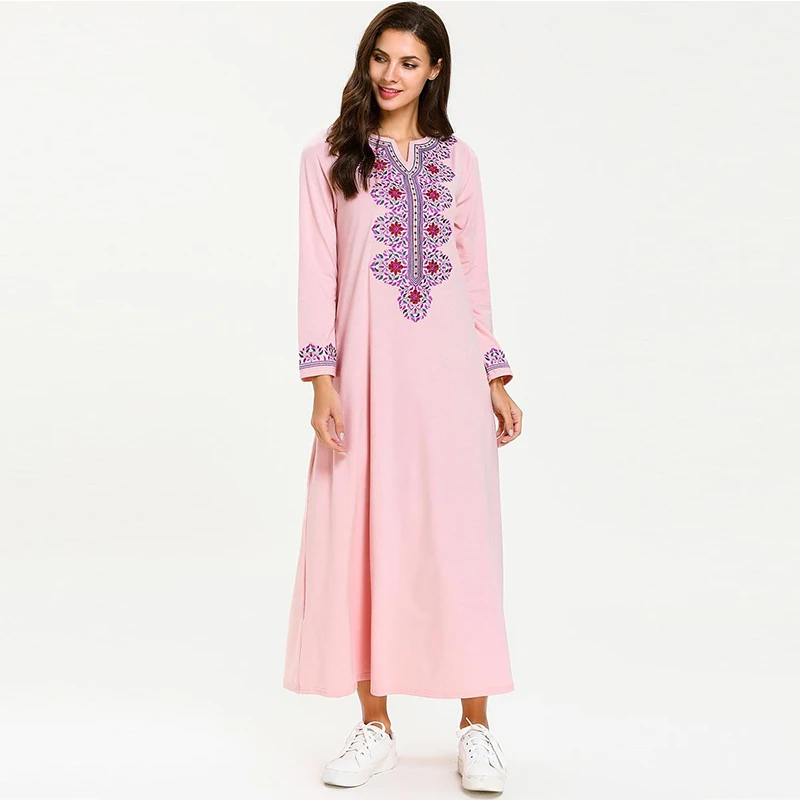 Женское мусульманское платье с цветочной вышивкой Abaya элегантное Кафтан в Дубае